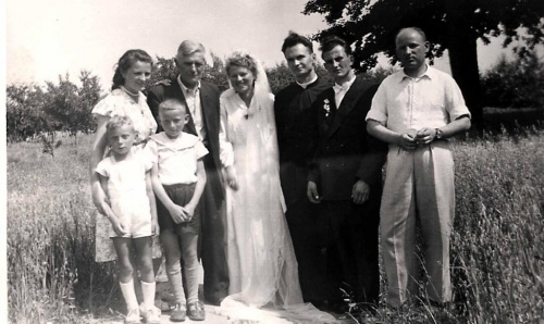 Rodzice, dziadek Michał i nowożeńcy (rodzina Aniołów) #rodzinne
