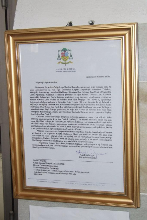 Kaplica Jana Pawła II w Staszowie. List biskupi. #kościoły