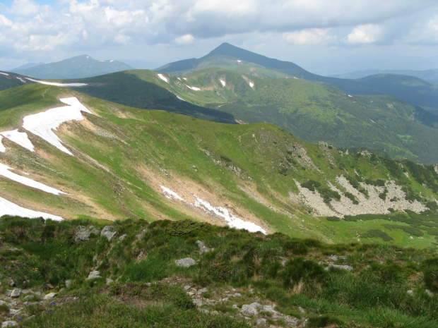 Widok ku Howerli /2058m/, najwyższemu szczytowi Czarnohory i wogóle, najwyższemu szczytowi ukraińskiemu.