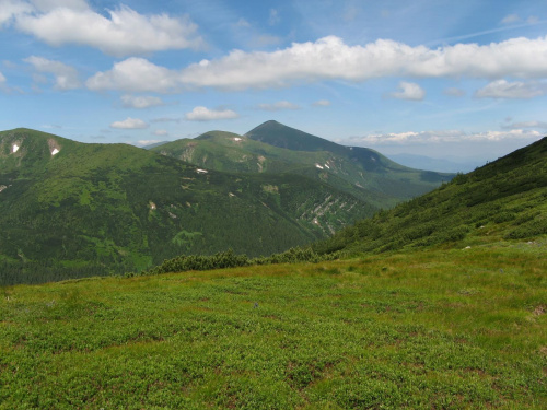 Północna część grani głównej Czarnohory ze stoków Homuła.