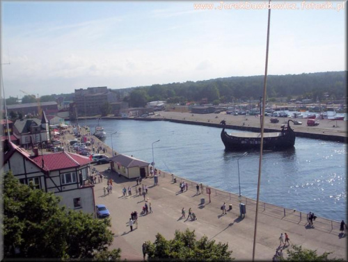 Ustka, widok z latarni morskiej #Ustka #port #statek