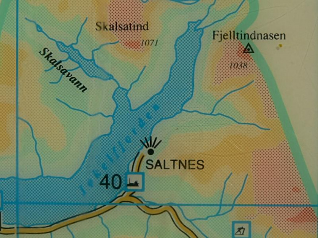 Mapka 1. Droga prowadziła od parkingu w Saltnes, prawą stroną Jokelfjorden, prawie do jego końca. #fiordy #mapa #Norwegia