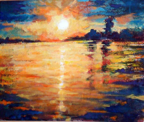 ,akryl 30-40 , zachod słońca #malarstwo