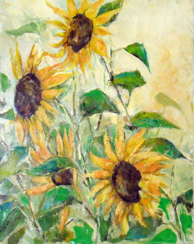 słoneczniki olej 70-90 #słoneczniki #kwiaty #malarstwo