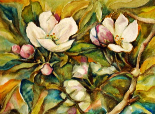 obraz 20-30 jabłonka #kwiaty #malarstwo
