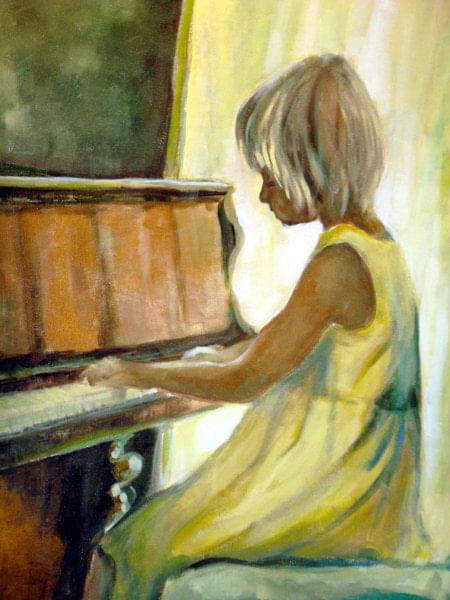 obraz 60-80 grająca na pianinie #sztuka #malarstwo #obraz