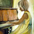 obraz 60-80 grająca na pianinie #sztuka #malarstwo #obraz