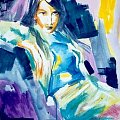 obraz 50-70 dziewczyna w błękitach #sztuka #malarstwo #obraz #kobieta