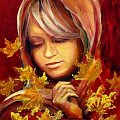 obraz jesienny 50-70 jesienna dziewczyna #jesień #dziewczyna #kobieta #malarstwo