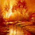 obraz jesienny 50-70 #jesień #rzeka #malarstwo