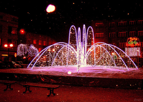 Fontanna w Czechowicach-Dziedzicach #fontanna #święta #rynek