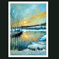 zimowe słoneczko.......obraz 50-70 #malarstwo #zima #rzeka