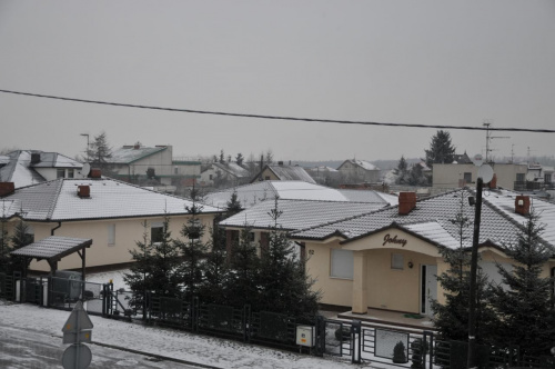 Widok z okna przy mroźnej pogodzie