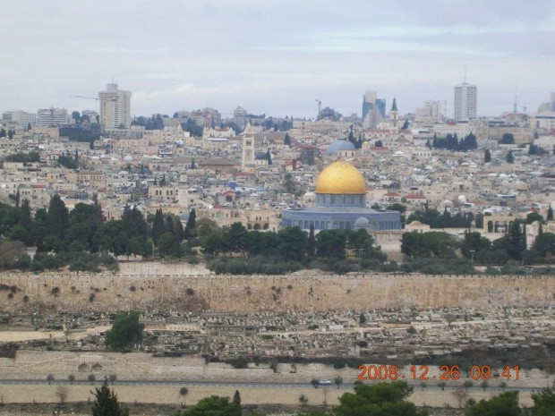 Widok na Jerozolimę ze wzgórza na którym pościł i modlił się Chrystus przed dniem męki