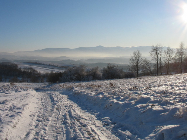 widok na Karkonosze i Śnieżkę #zima #śnieg #góry