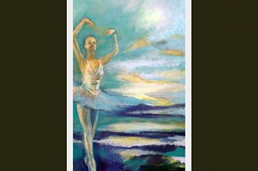 taniec w chmurach...... z cyklu BALET akryl 50-90 #malarstwo #balet #baletnica