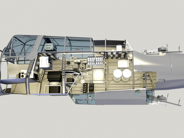 Wnętrze kadłuba - przedział obserwatora i strzelca