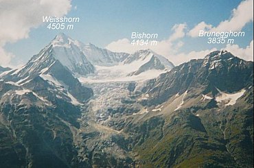 16.08.2000, Widok z biwaku.
View from bivouac. #Alpy #Szwajcaria #Weisshorn