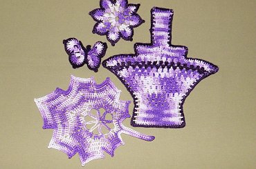 liść,koszyczek,motylek i motylek przed złożeniem #listek #koszyczek #motylek #szydełko