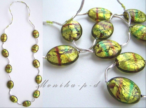 462. Lampwork kolorowe pisanki - korale 72cm
pastylki o srednicy 2,5cm
wykonczenie posrebrzane antyalergiczne