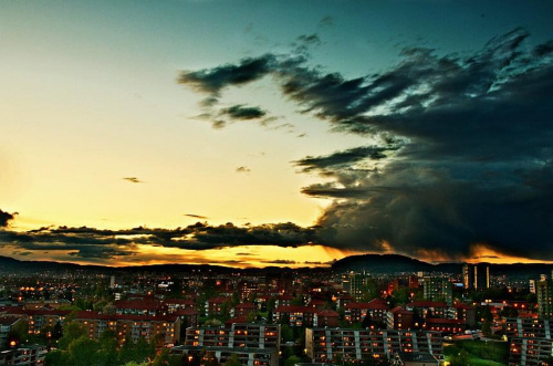 Oslo - widok z okna ok. godz. 22.30