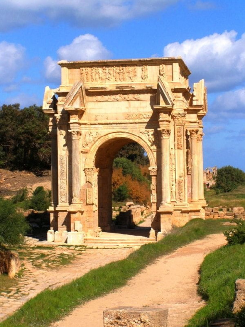 Łuk Septimusa Severiusa - Leptis Magna (Lubda) starorzymskie miasto z ok. II w. n.e.