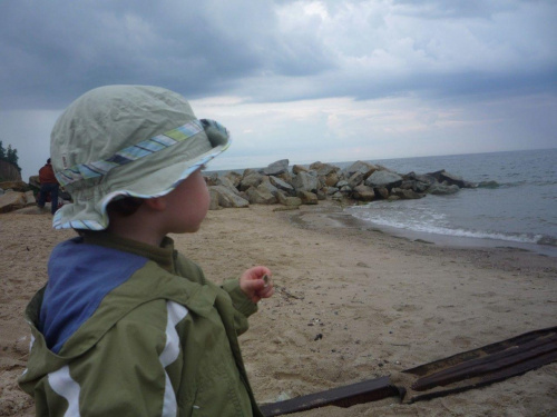 z tatą na plaży, Gdynia Orłowo, 14 czerwca 2009