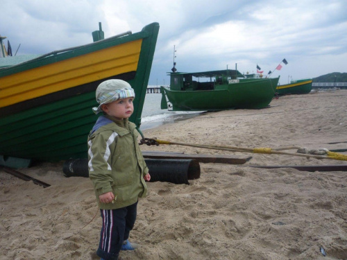 z tatą na plaży, Gdynia Orłowo, 14 czerwca 2009