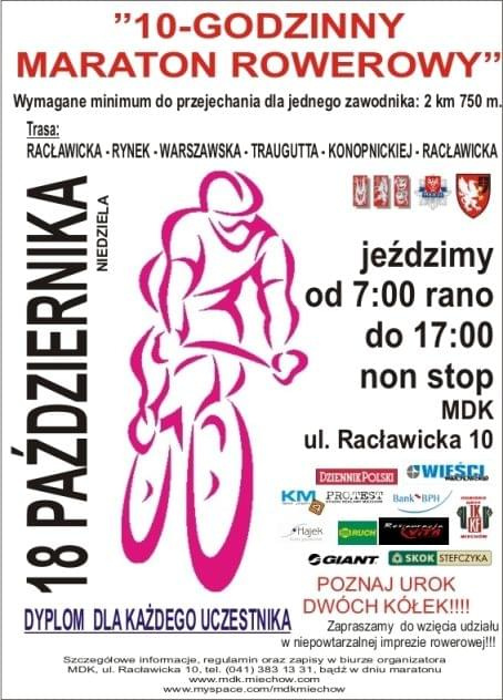 10-godzinny maraton rowerowy 18.10.2009 #mdkmiechow