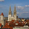 Regensburga - widok na wieże katedry