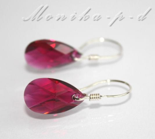 684. SWAROVSKI Pear Shape pedant Ruby - kolczyki 3cm
wykończenie w srebrze