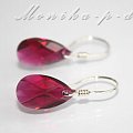 684. SWAROVSKI Pear Shape pedant Ruby - kolczyki 3cm
wykończenie w srebrze