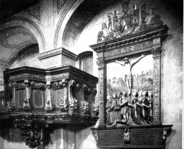 Kaplica zamkowa - ambona i epitafium (1925) #szczecin #zamek #kaplica #KaplicaZamkowa #ambona #epifatium