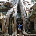 TA PROHM-jedna z najbardziej atmosferycznych swiatyni na terenie ANGKOR. Korzenie sa tak wkomponowane w budynek ze nie mozna ich juz usunac by nie naruszyc konstrukcji. w 2000 roku krecono na tym terenie Lare Croft (Angelina Jolie w roli glownej)